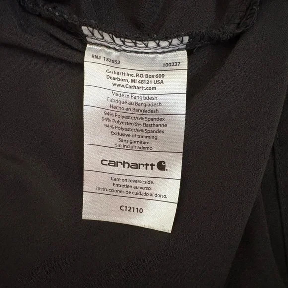 Carhartt Black Scrub Top with Teal Stitching Size Medium - Picture 6 of 7